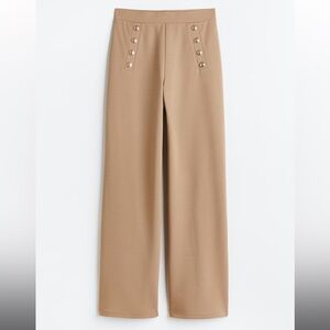 High-Waisted BUTTON-FRONT TROUSERS H&M Women’s Biege